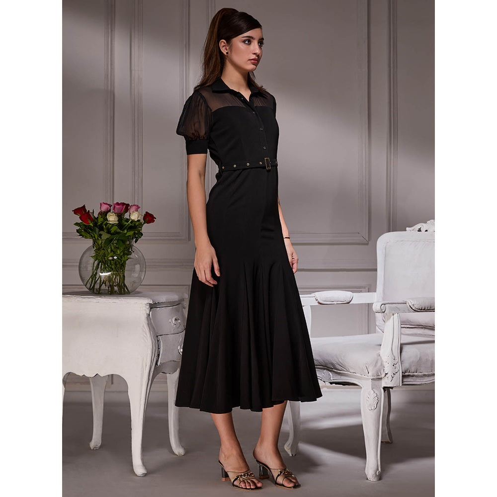 Torsha Black Gore Luxe Midi with Belt
