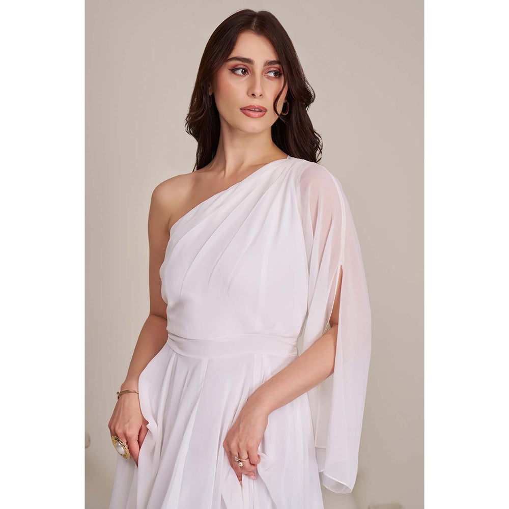 Torsha Womens White One-Shoulder Maxi Dress