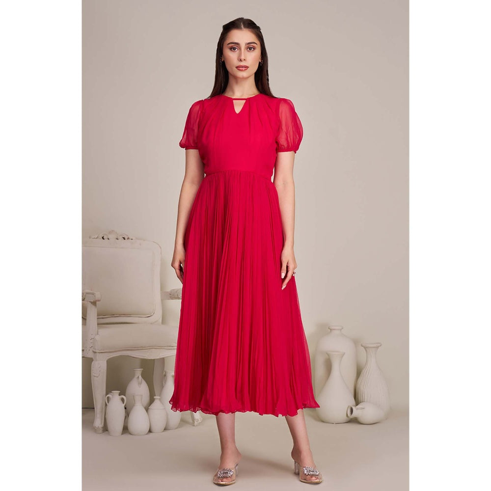 Torsha Womens Pink Keyhole Neckline Dress