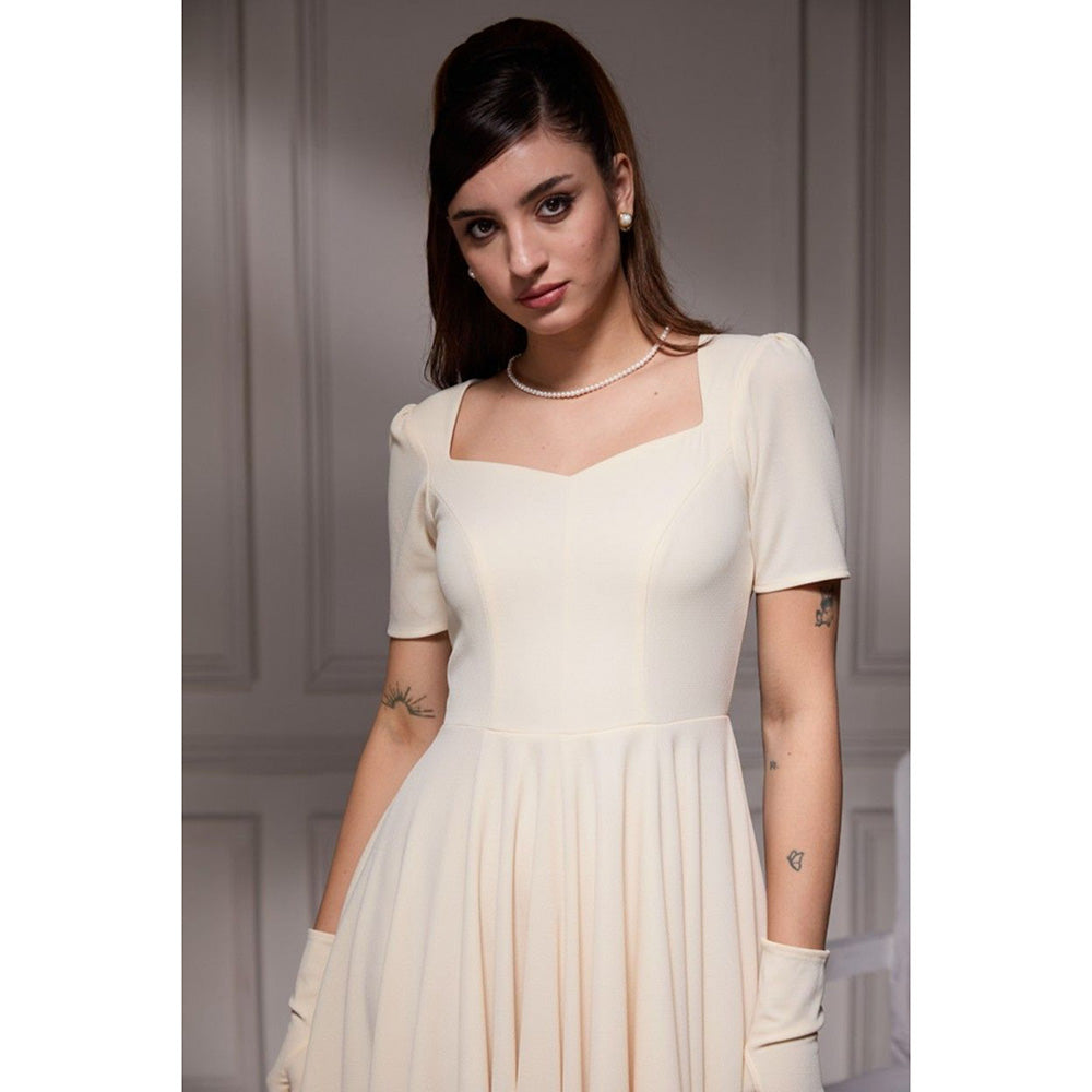 Torsha Vintage Off -White Midi Dress