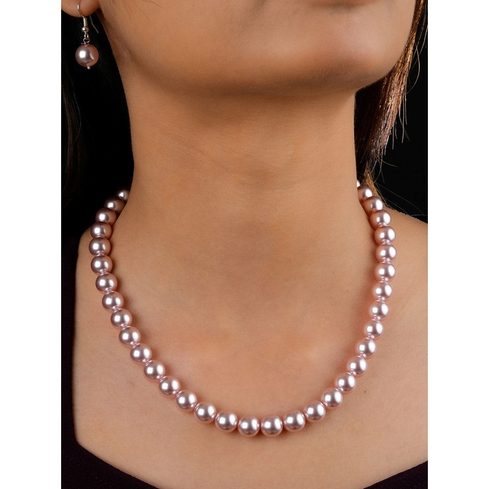 TOTAPARI Passion Pink Pearls Necklace with Earrings