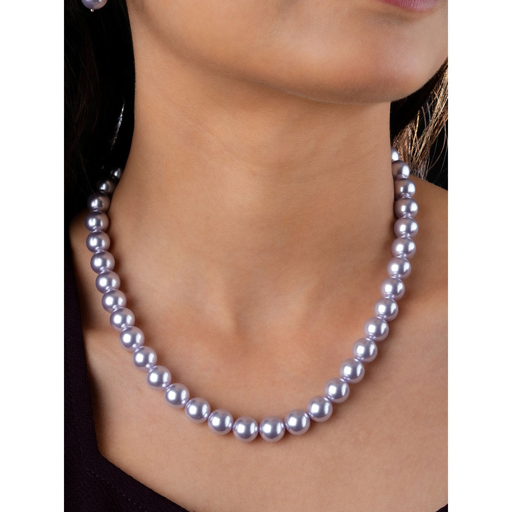 TOTAPARI Lavender Pearls Necklace with Earrings