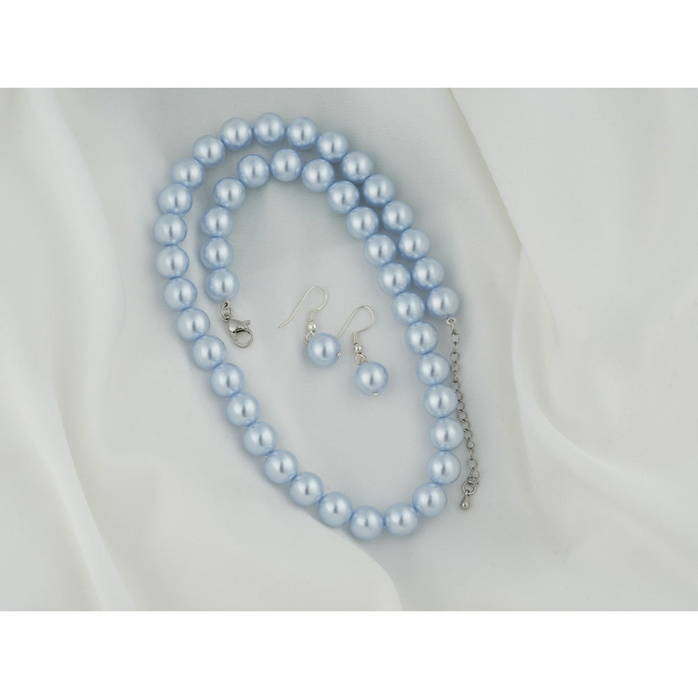 TOTAPARI Ice Blue Pearls Necklace with Earrings