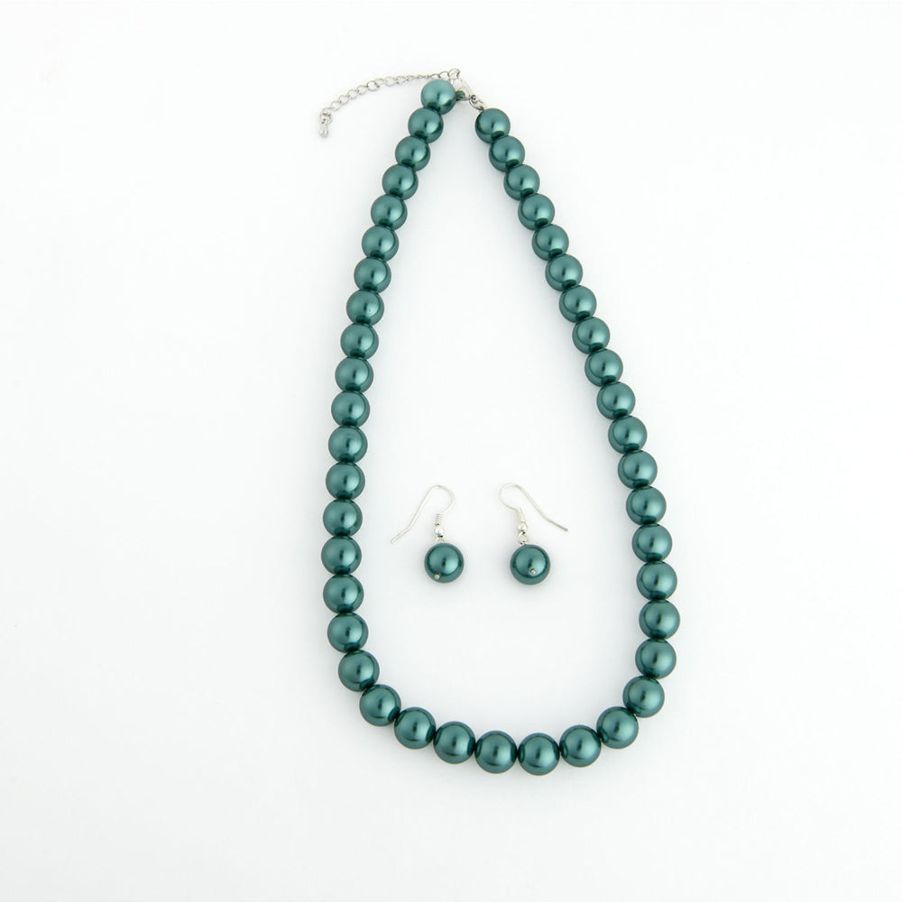 TOTAPARI British Green Pearls Necklace with Earrings