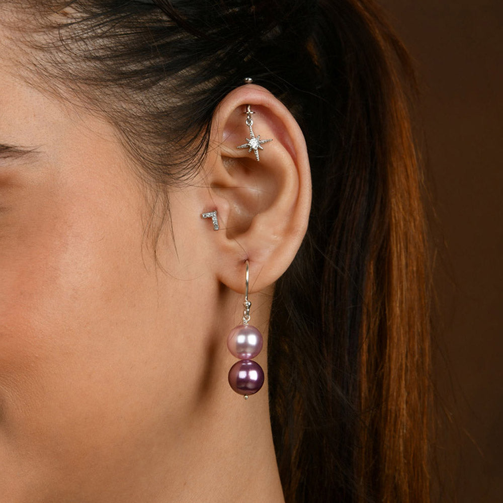 TOTAPARI Pink And Wine Pearl Necklace with Earrings