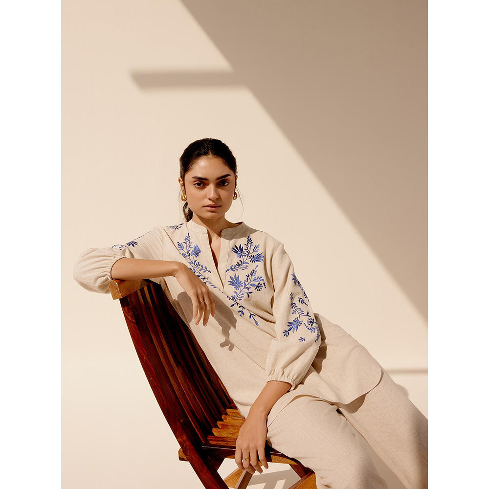 TRISARA Beige Meadow Linen Co-Ord (Set of 2)