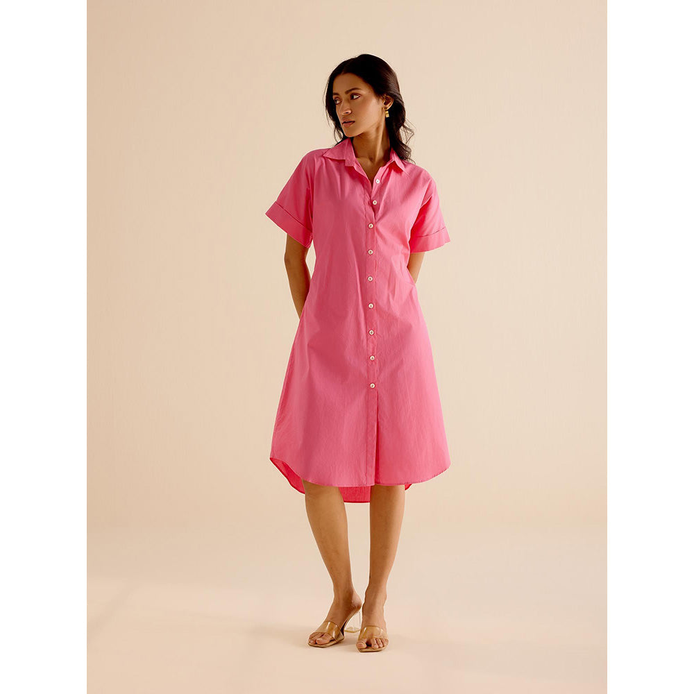 TRISARA Pink Salmon Dress with Attached Belt