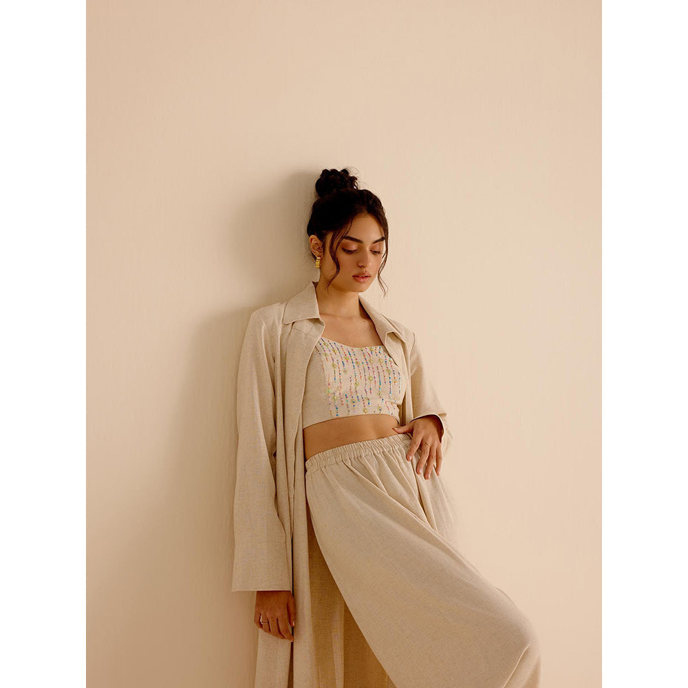 TRISARA Beige Forget Me Not Co-Ord (Set of 3)