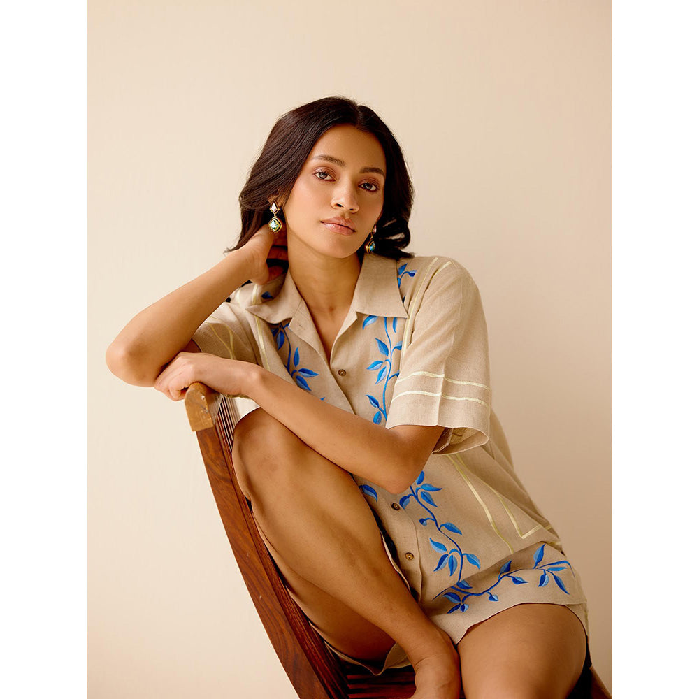 TRISARA Beige Floral Co-Ord (Set of 2)