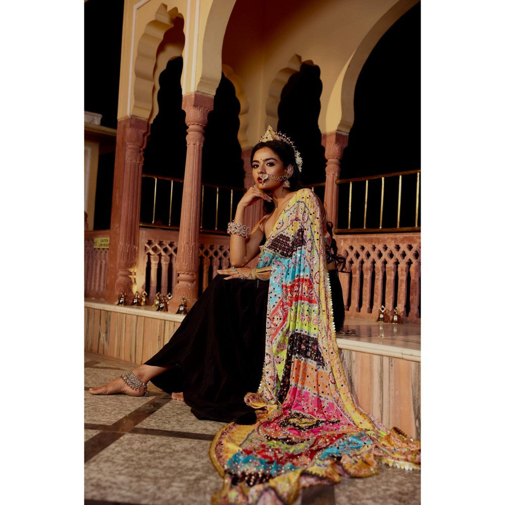 Tussya by Shreya Tanisi Saree Pallu with Stitched Blouse and Dhoti Skirt