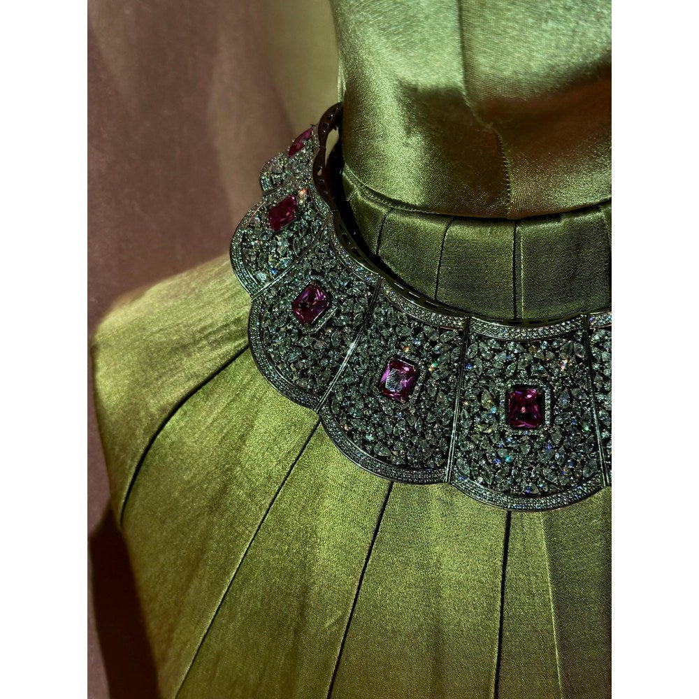 Tussya by Shreya The Pink Diamond Necklace Set