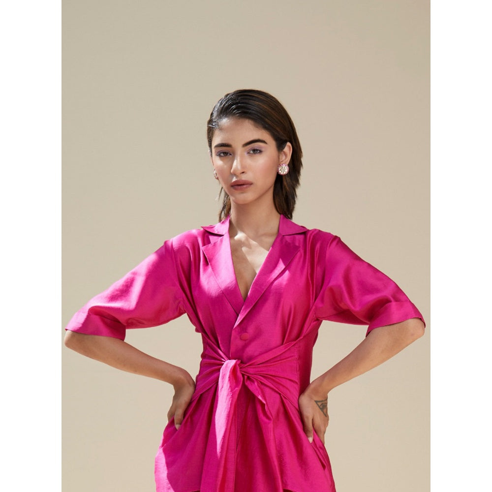 TWINKLE HANSPAL Solid Magenta Blazer And Skirt