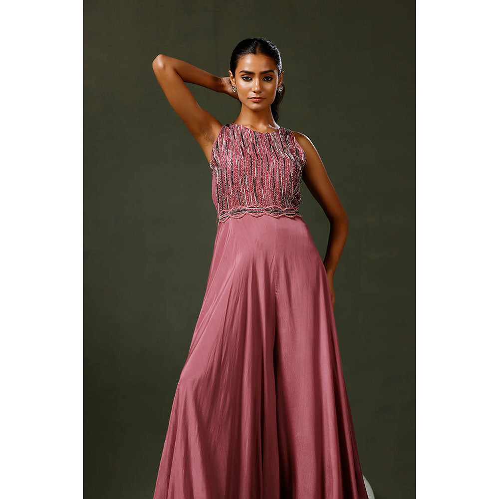"Two Sisters" by Gyans Dark Pink Embellished Jumpsuit