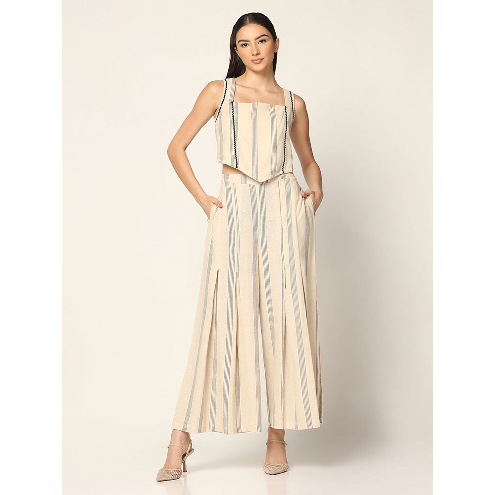 "Two Sisters" by Gyans Light Beige Cotton Co-Ord (Set of 2)