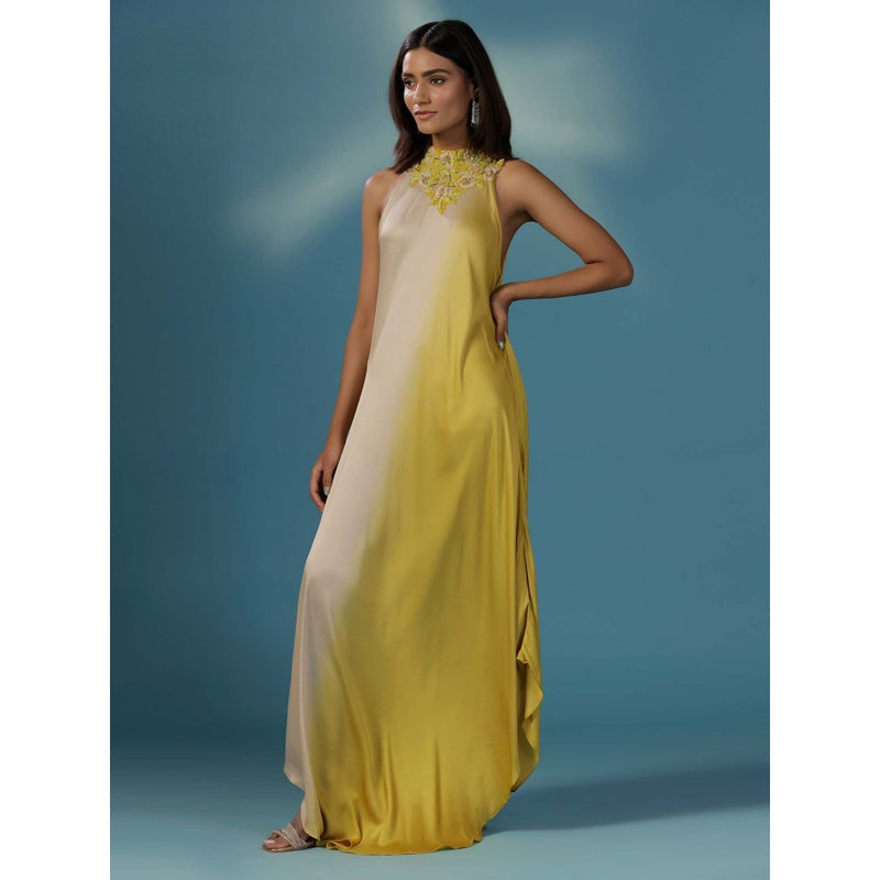 "Two Sisters" by Gyans Dove Grey And Yellow Sundowner Dress