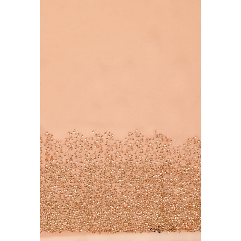 "Two Sisters" by Gyans Peach Embroidered Sequins Saree with Unstitched Blouse