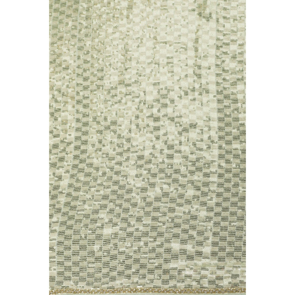 "Two Sisters" by Gyans Green Georgette Embroidered Pre-draped Saree with Unstitched Blouse