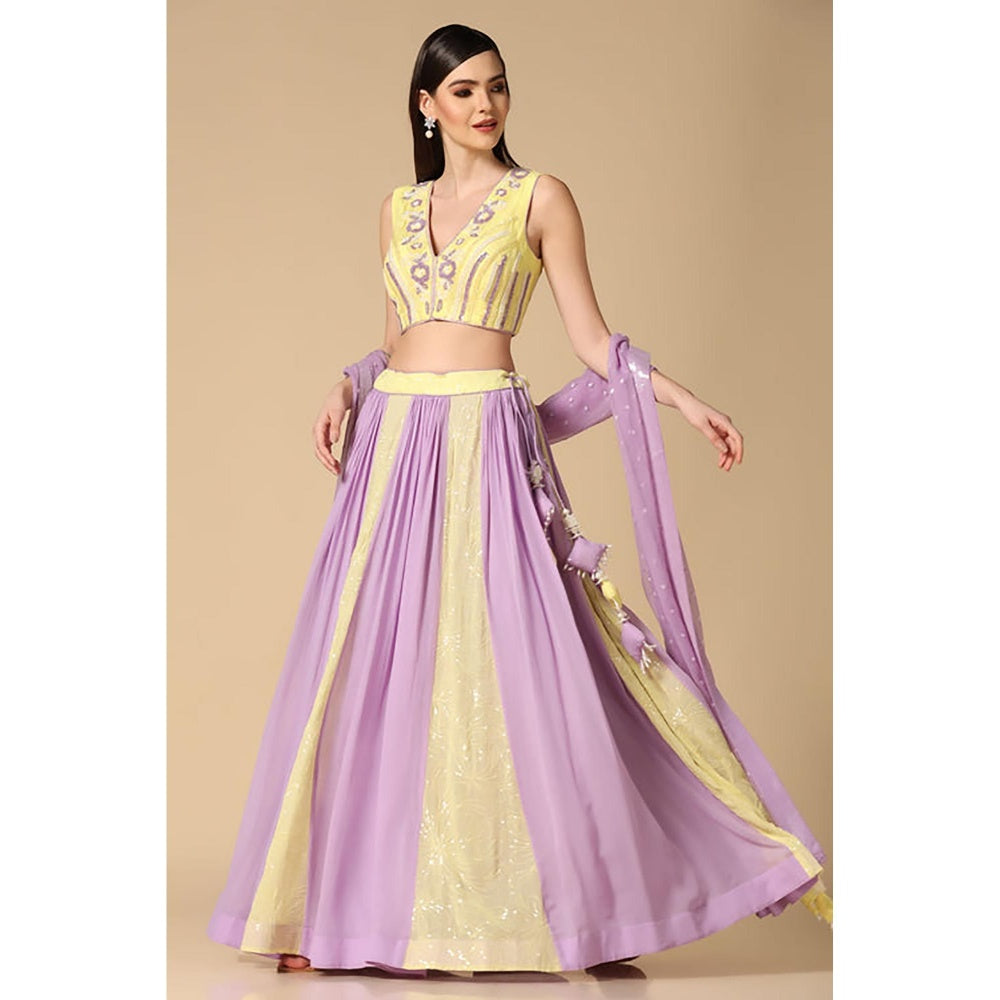 "Two Sisters" by Gyans Yellow Lehenga With Blouse And Dupatta
