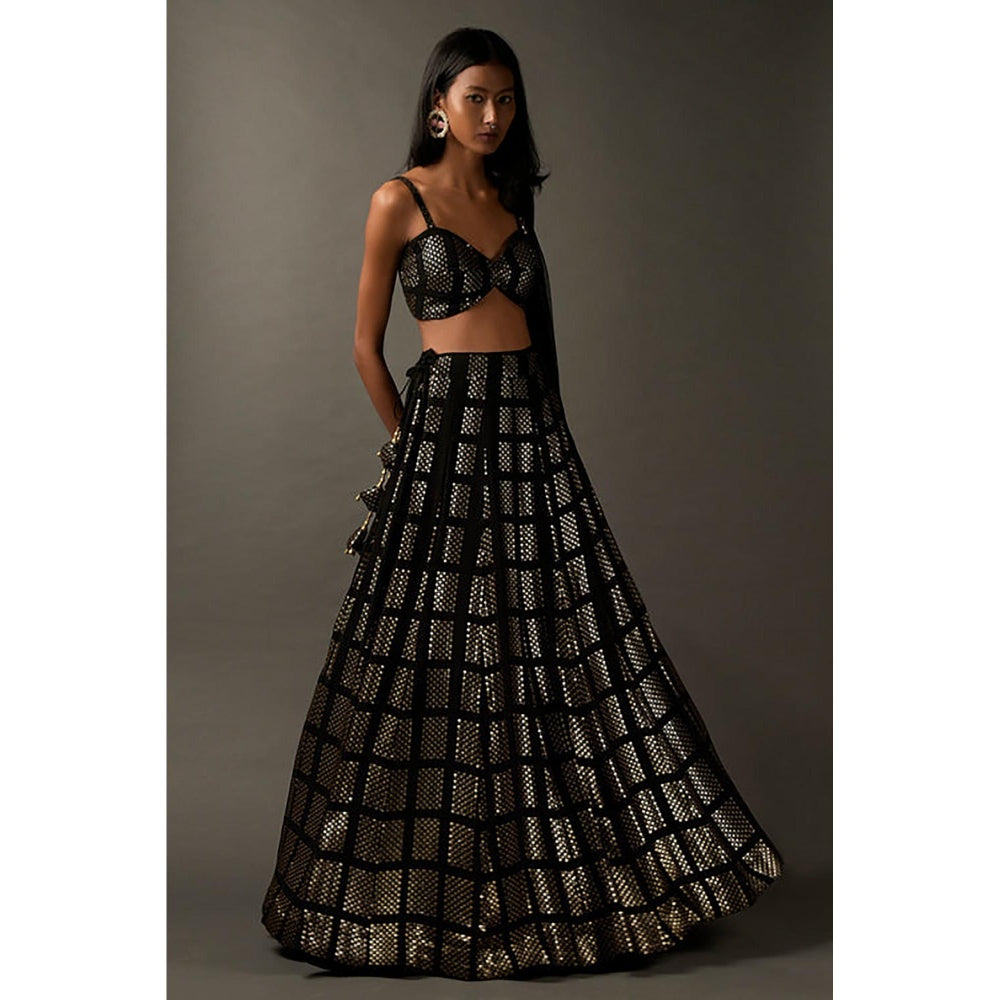"Two Sisters" by Gyans Black Embellished Lehenga Set