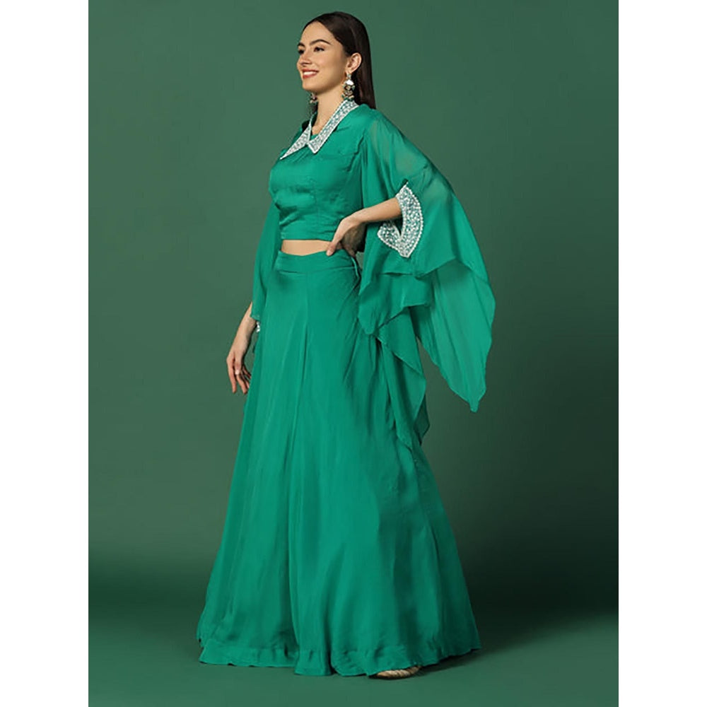 "Two Sisters" by Gyans Green And Pearl Work Lehenga Set
