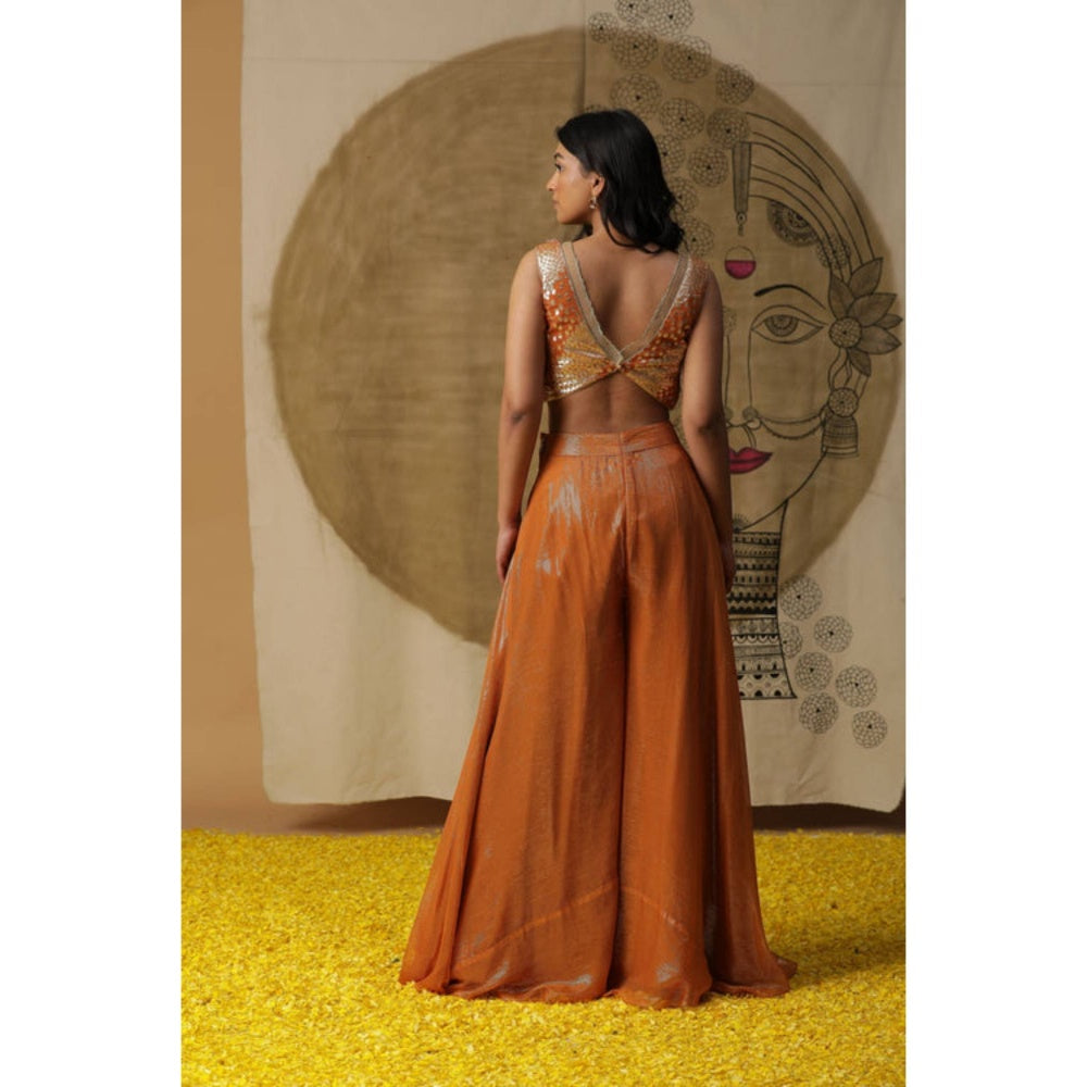 "Two Sisters" by Gyans Orange Georgette Cape Set