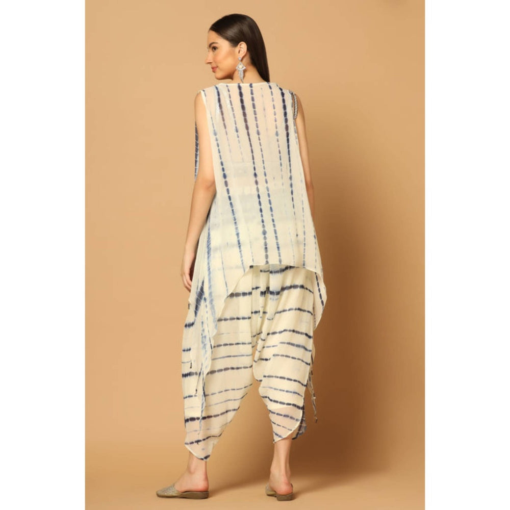 "Two Sisters" by Gyans Indigo Tie And Dye Dhoti Set With A Cape