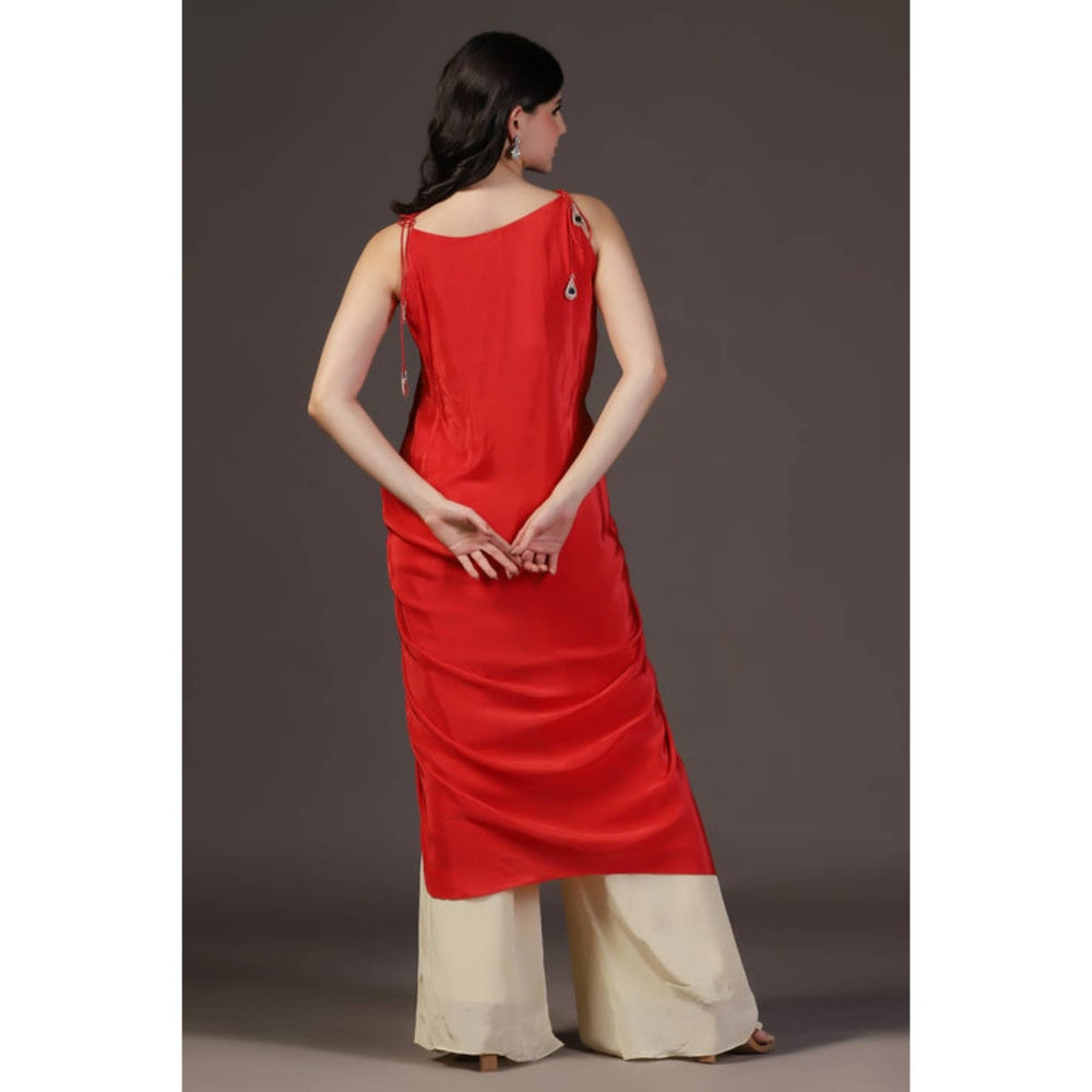 "Two Sisters" by Gyans Red Kurta With Palazzo