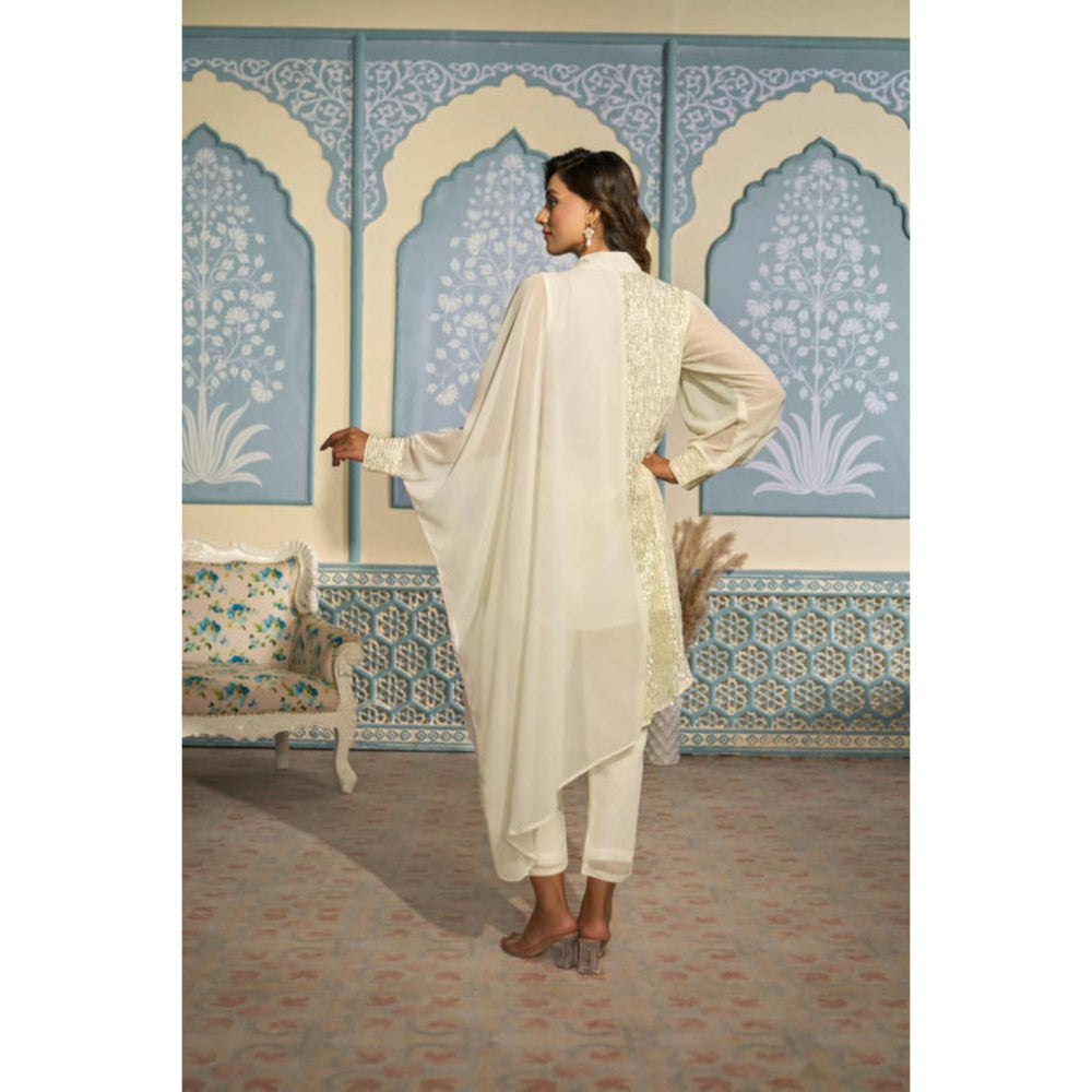 "Two Sisters" by Gyans Ivory Kaftan Set With Pants
