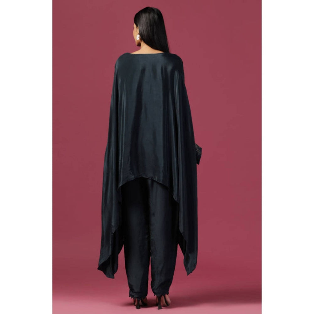 "Two Sisters" by Gyans Navy Blue Crepe Tunic With Pants