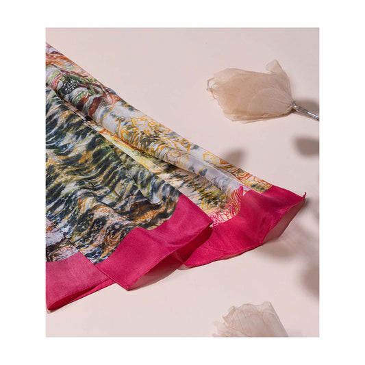 UNALLUME BY NISHA Skyline Blooms Silk Scarf