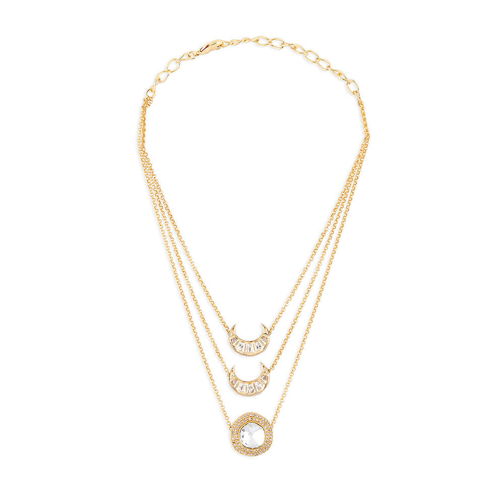 Joules By Radhika Gold Hydro Mozanite Polki Necklace