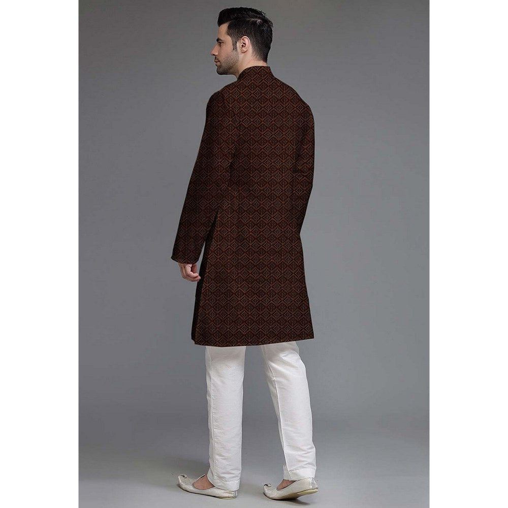 UTSAV FASHION Embroidered Georgette Brown Kurta with Pant