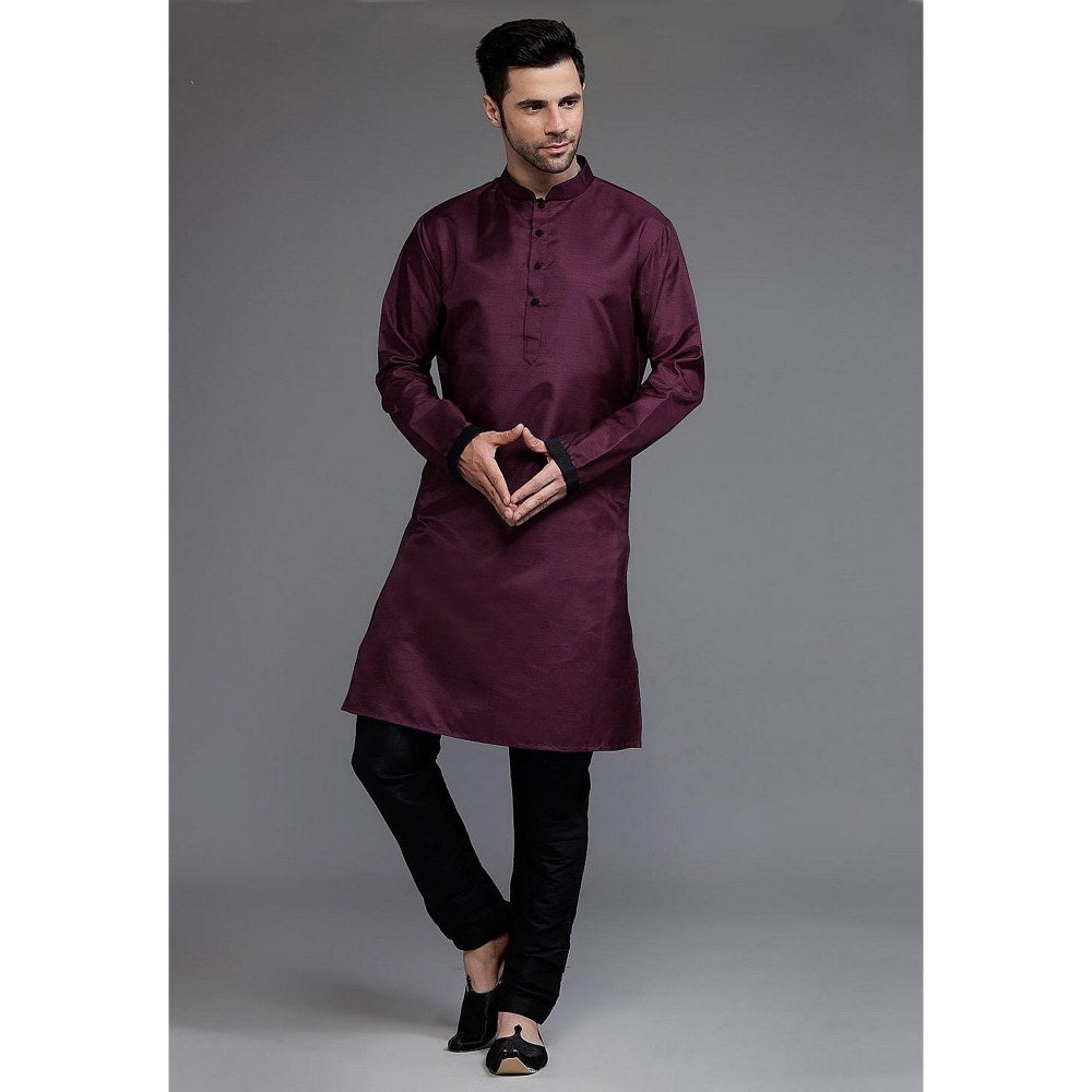 UTSAV FASHION Woven Art Silk Purple Kurta with Pant and Jacket