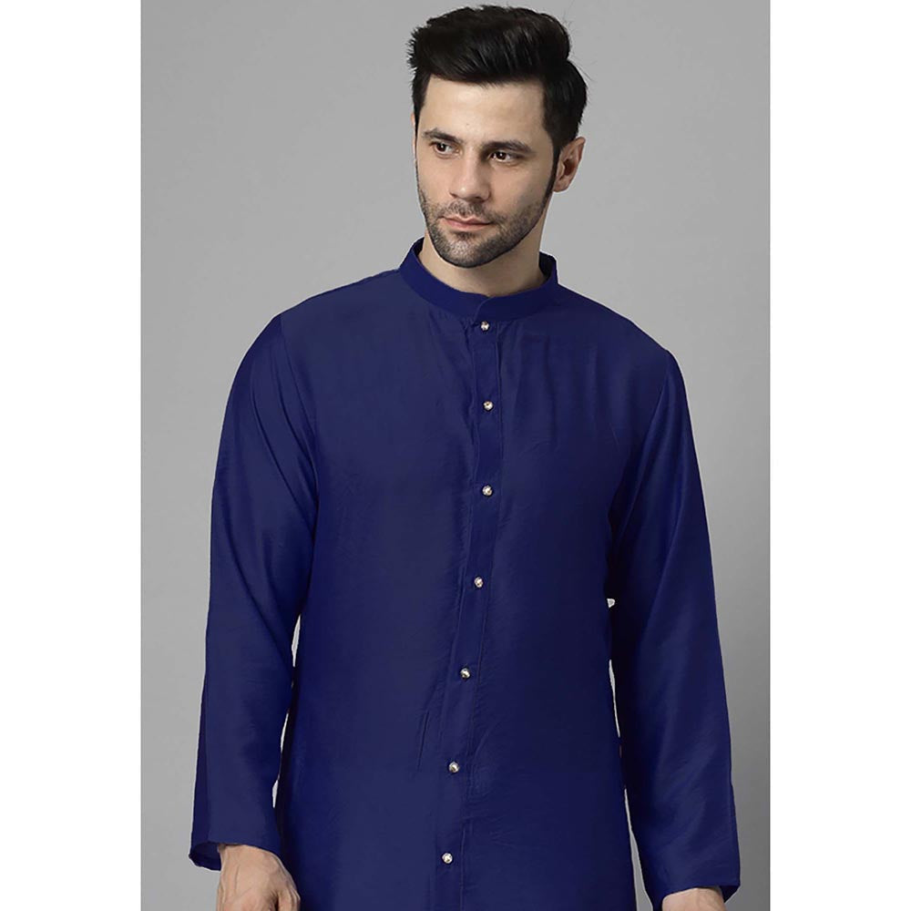 UTSAV FASHION Men High Slit Raw Silk Kurta and Pant