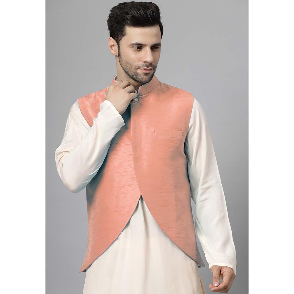 UTSAV FASHION Men Peach Kurta Pant with Jacket