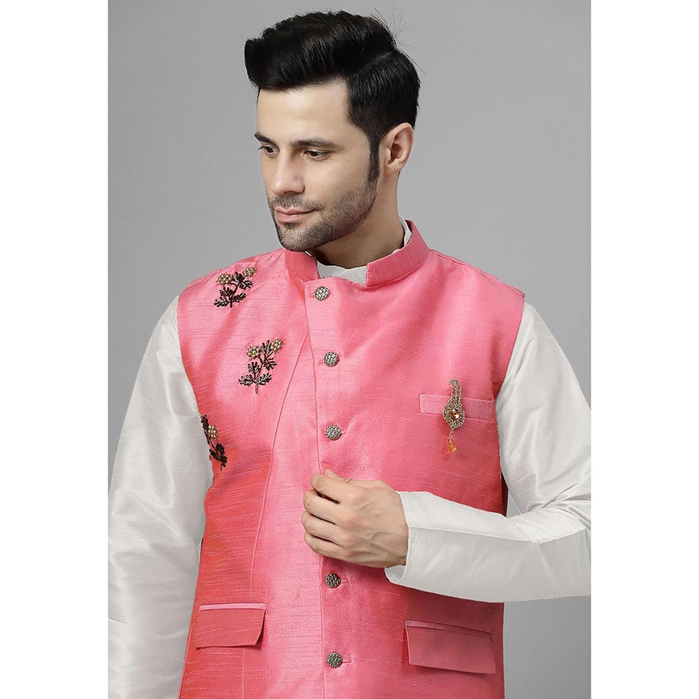 UTSAV FASHION Men Regular Beads and Stones Kurta Pant with Jacket