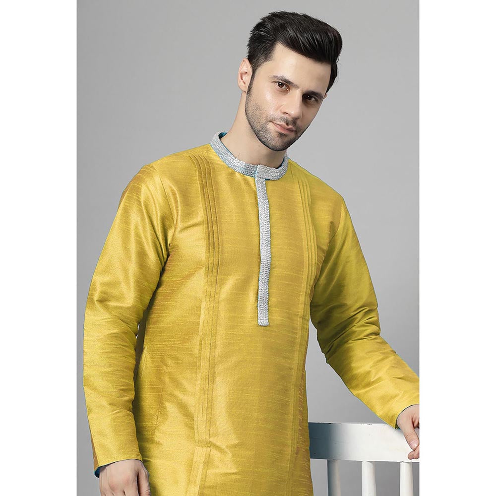 UTSAV FASHION Yellow Embellished Pleated Straight Kurta with Salwar