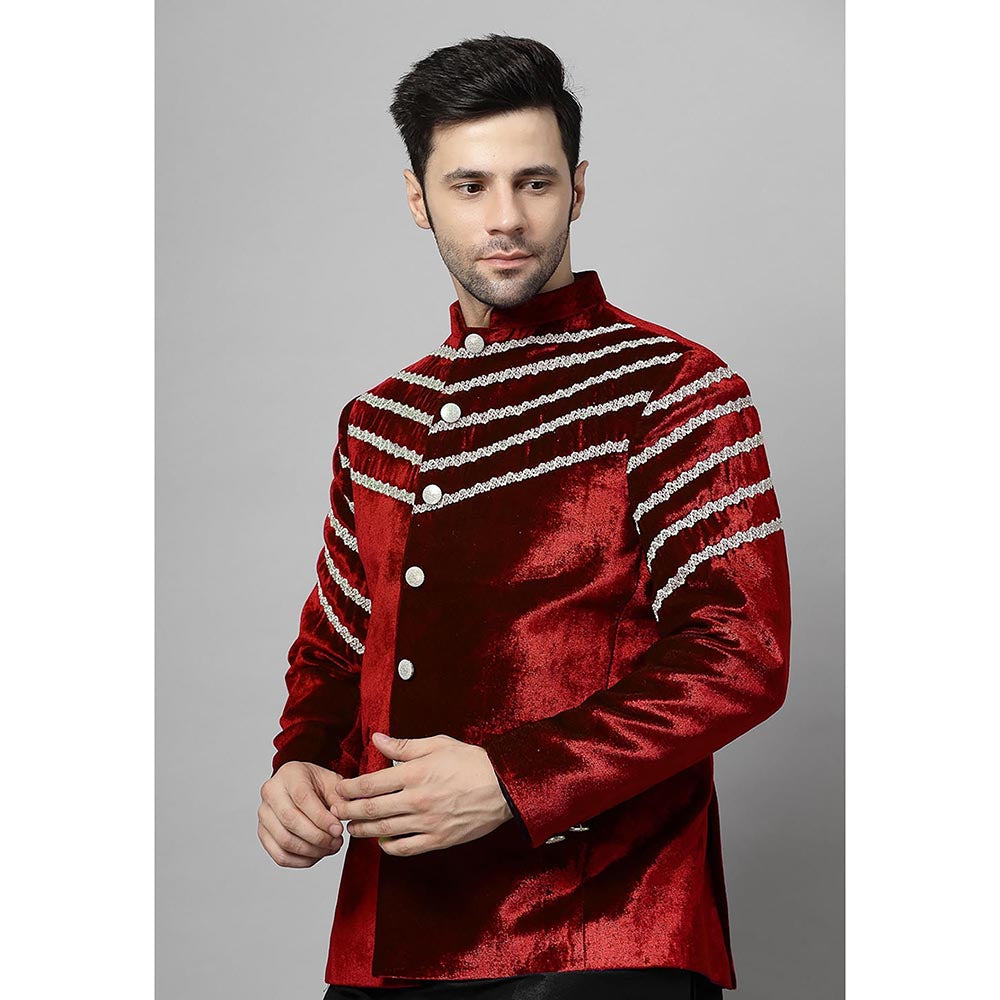 UTSAV FASHION Men Red Kurta Pant and Jacket