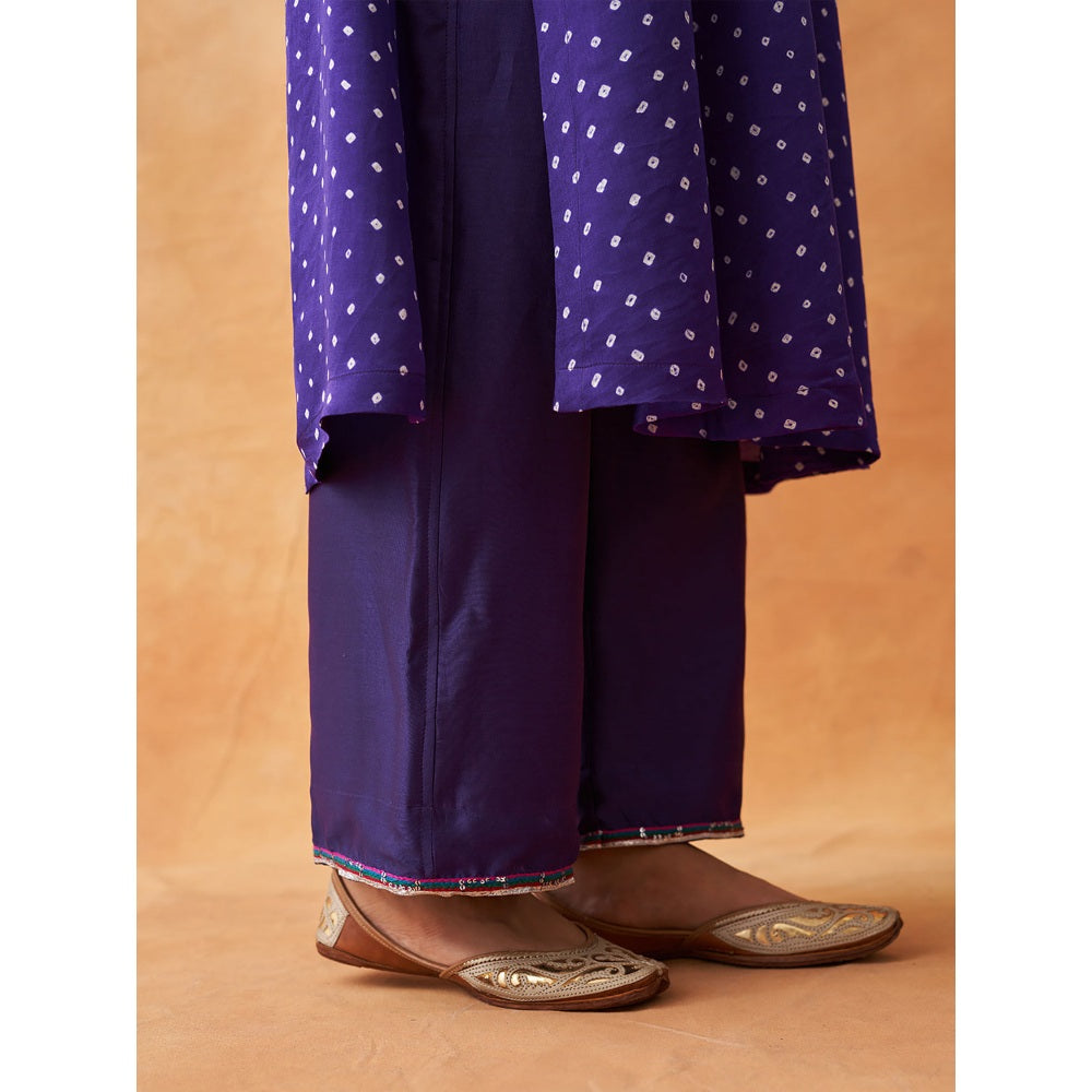 Vaaya The Jamunia Bandhani Pure Gajji Silk Kurta with Palazzo and Dupatta (Set of 3)