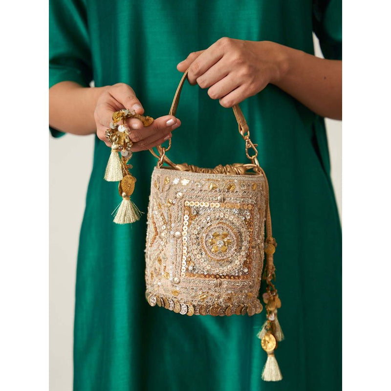 Vaaya Gold The Maharani Potli Bag With Detachable Straps