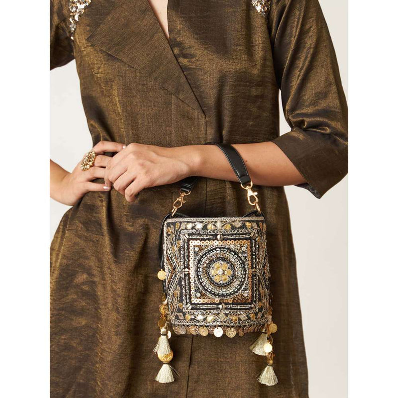 Vaaya Black The Maharani Potli Bag With Detachable Straps