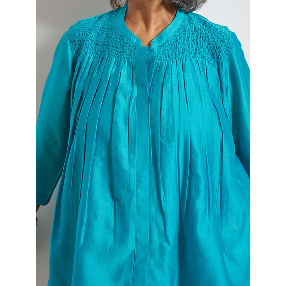 Vaaya Ferozi Blue Silk Chanderi Top