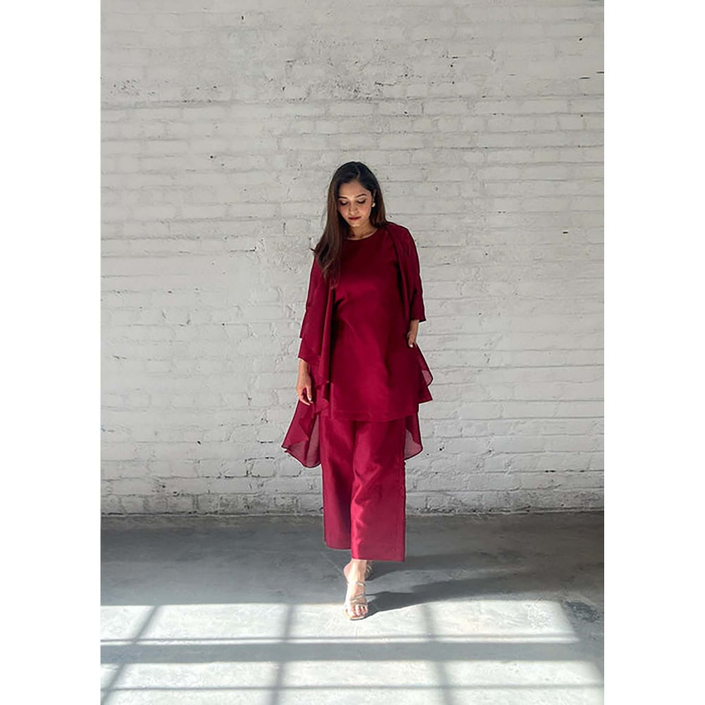 Vaaya The Waterfall Ensemble -Burgundy Shrug