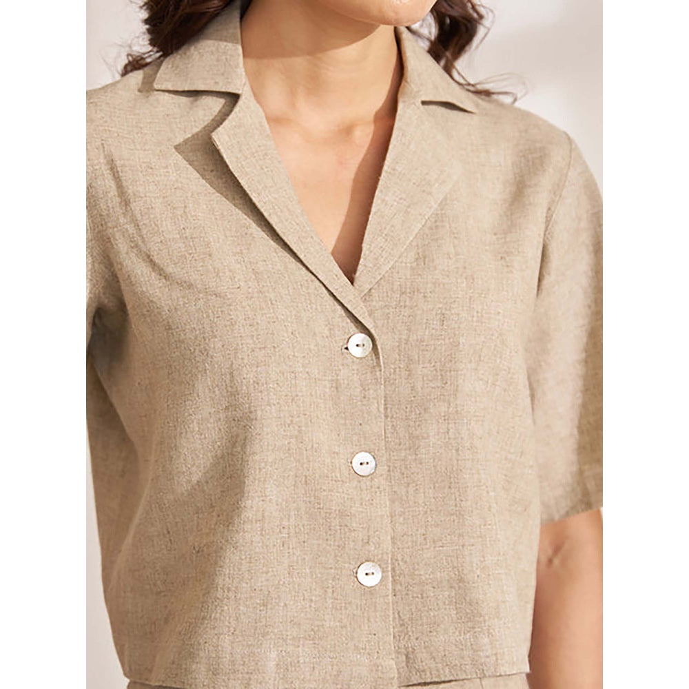 Vaaya The Sand Beige Hemp Cropped Shirt