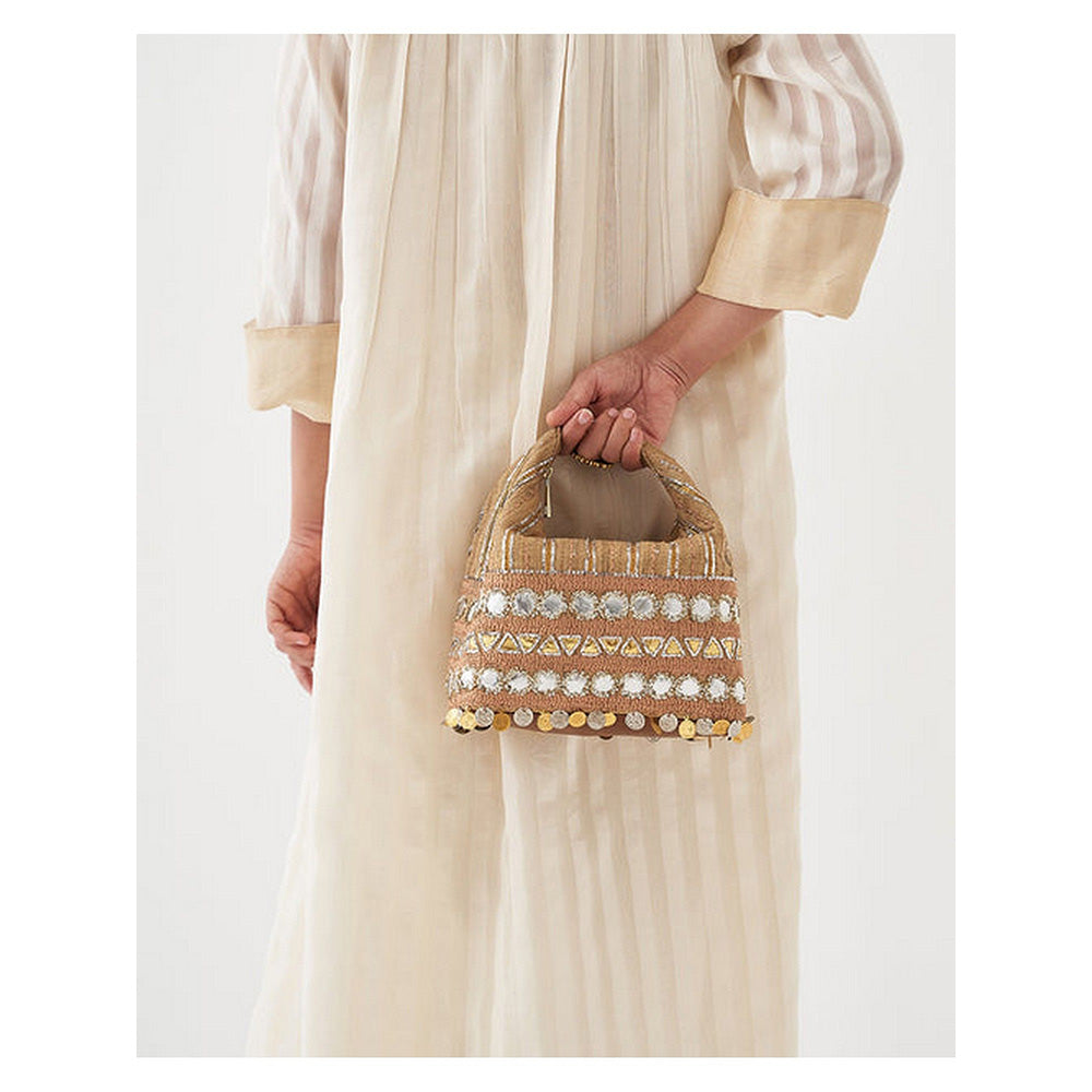 Vaaya Women Gold Leather Mini Bag