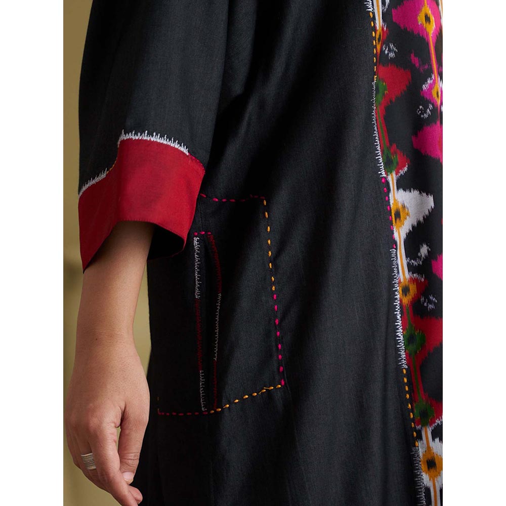 Vaaya The Black Jewel Silk Cotton and Silk Ikat Kurta and Palazzo Set