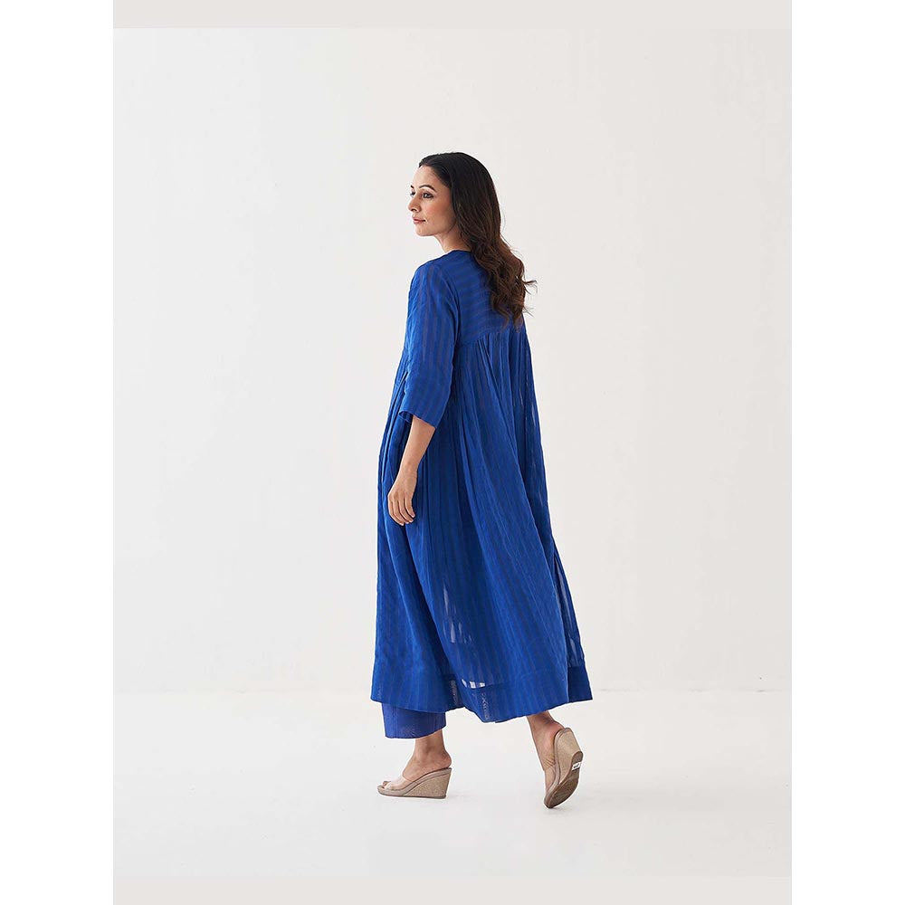 Vaaya Sapphire Blue Silk Chanderi Ensemble Handwork Kurta with Pant