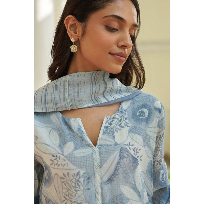 Vaayu Powder Blue Kurta with Pant and Dupatta