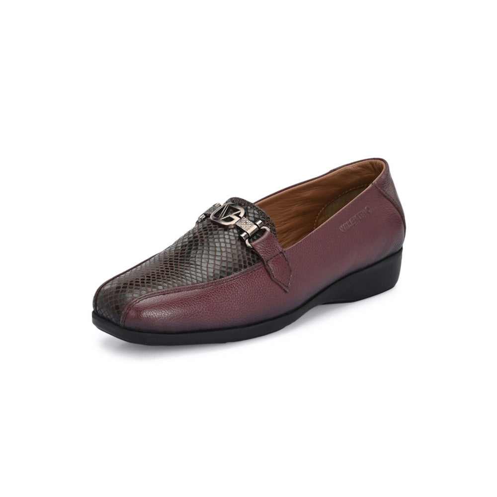 Valentino Women Maroon Leather Loafers