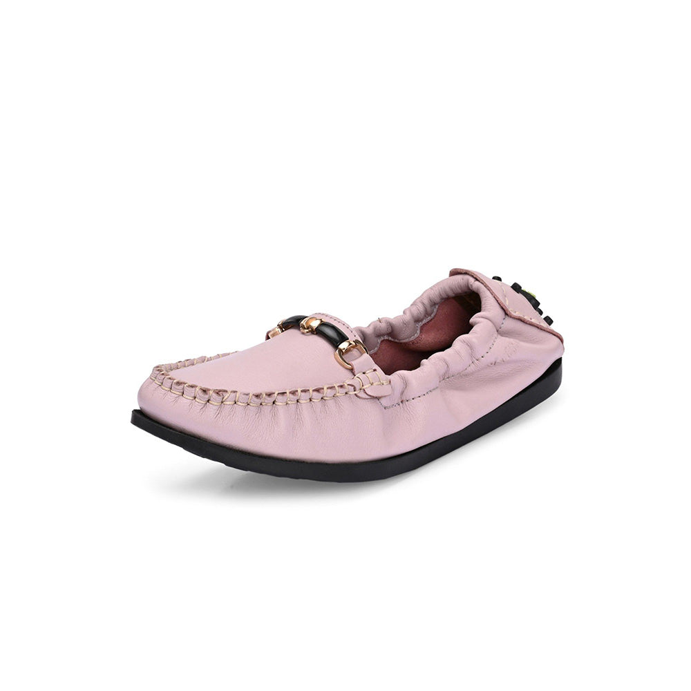 Valentino Women Pink Leather Loafers